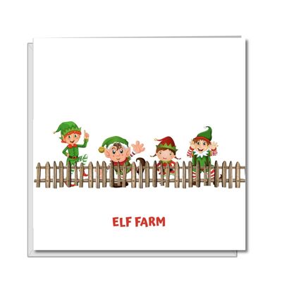 Cartolina di Natale divertente - Fattoria degli elfi / Fattoria della salute - Divertente
