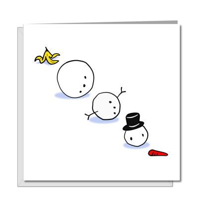 Cartolina di Natale divertente - Scherzo del pupazzo di neve della pelle di banana