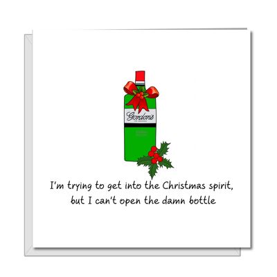 Tarjeta navideña divertida - Entra en el espíritu navideño - Gin Vodka