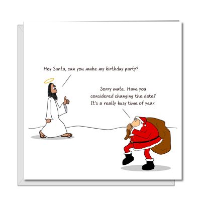 Tarjeta de Navidad Divertida - Jesús y Papá Noel - Humorística