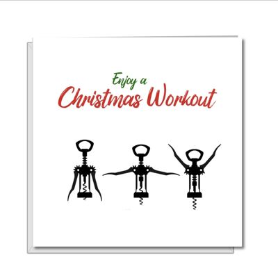 Divertida Tarjeta de Navidad - Entrenamiento con Vino / Sacacorchos.