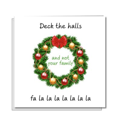 Tarjeta navideña divertida para tu familia - Deck the Halls