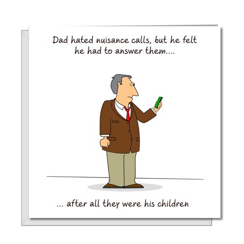 Funny Dad Birthday Card / Father's Day Card - Phoning Kids