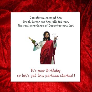 Carte d'anniversaire amusante de décembre - Il est temps de faire la fête avec Jésus 3