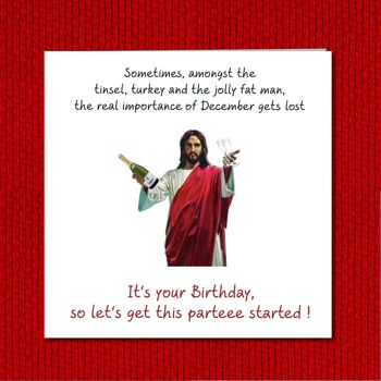 Carte d'anniversaire amusante de décembre - Il est temps de faire la fête avec Jésus 4