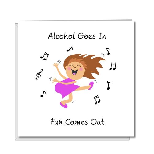Funny Happy Birthday Card - Female - Dancing Alcohol Fun