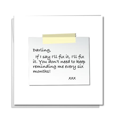 Funny Husbnad Boyfriend Birthday Card - I'll Fix it