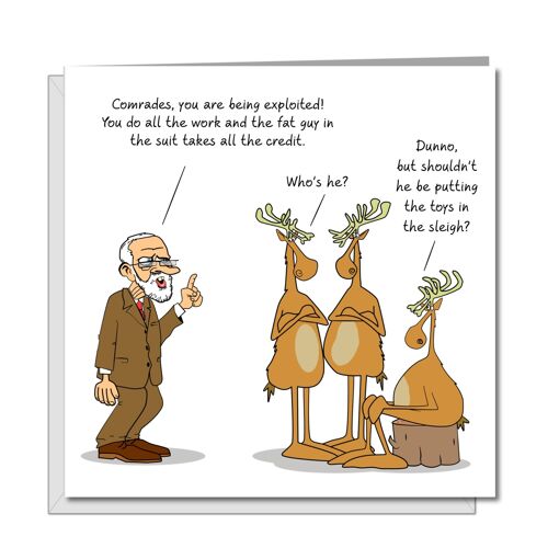 Funny Jeremy Corbyn Christmas Card - Reindeer Strike