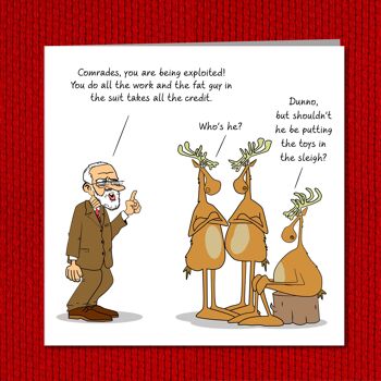 Carte de Noël drôle de Jeremy Corbyn - Reindeer Strike 4