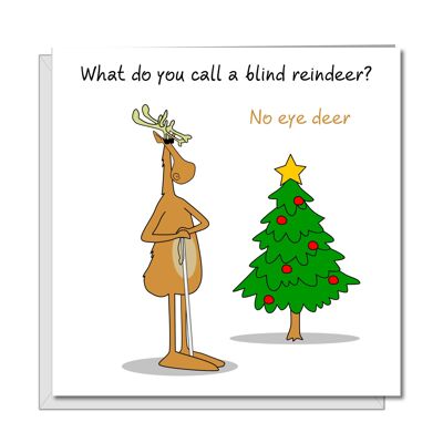 Tarjeta de Navidad de broma divertida - Ciervo sin ojo