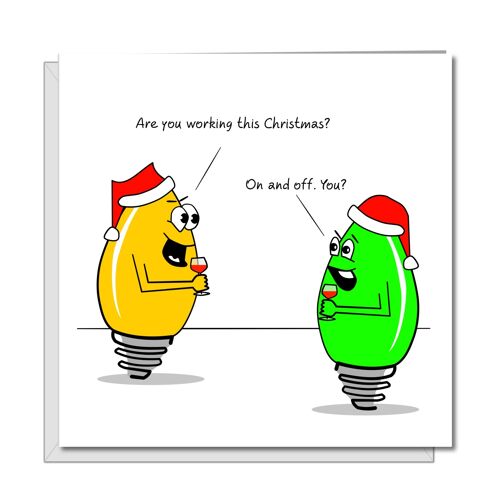 Funny Joke Christmas Card - Tree Lights Humour