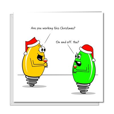 Cartolina di Natale con scherzo divertente - umorismo sulle luci dell'albero