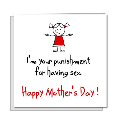 Lustige Muttertagskarte von Tochter - Bestrafung für Sex!