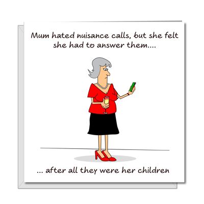 Funny Mum Birthday Card / Mothers Day Card - Calling Kids