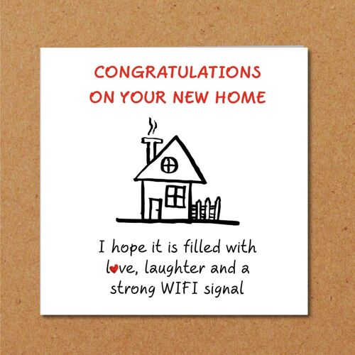 Funny New Home Card - Love Laughter WiFi