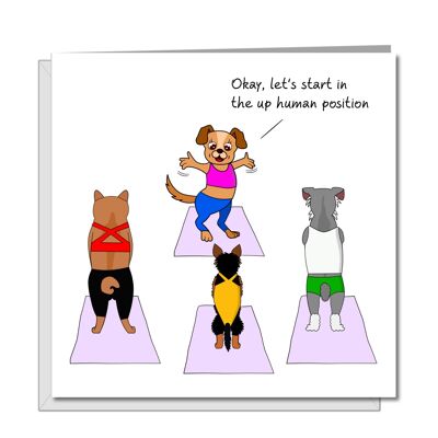 Divertida tarjeta de cumpleaños de Pilates - Down Dog Up Human Yoga