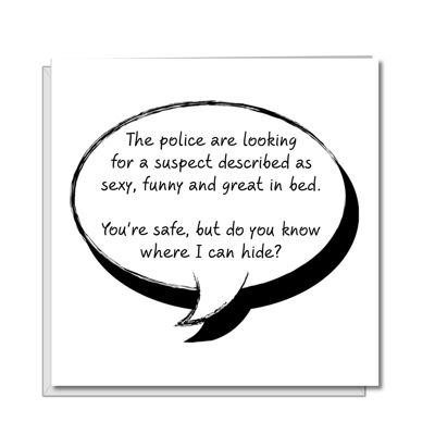 Funny Rude Birthday Card - Police Looking for Sexy Man