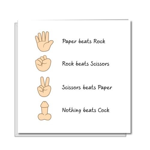 Funny Rude Birthday Card - Rock Paper Scissors Cock - LGBT