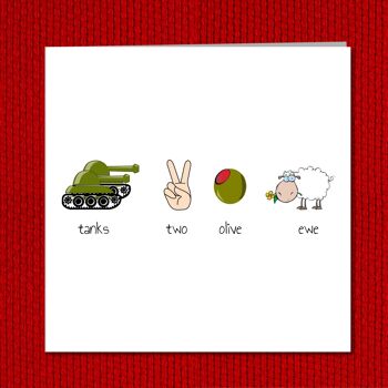 Carte de remerciement amusante - Tank Two Olive Ewe 4
