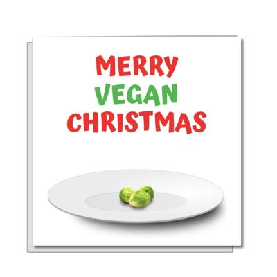 Divertente biglietto di Natale vegano - vegetariano un cavoletto di Bruxelles