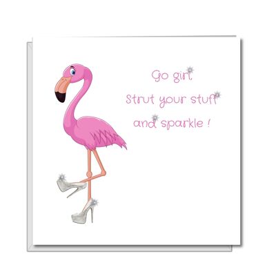 Tarjeta de cumpleaños para amiga - Glamorous Flamingo Shoes