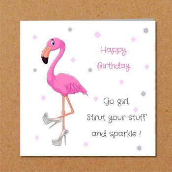 Carte d'anniversaire pour petite amie - Glamorous Flamingo Shoes 2