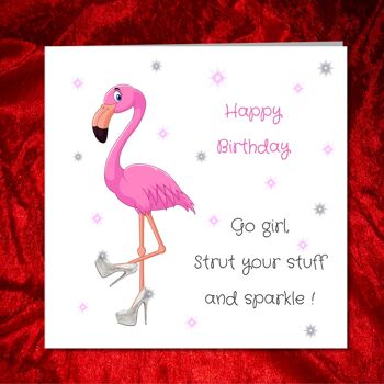 Carte d'anniversaire pour petite amie - Glamorous Flamingo Shoes 3