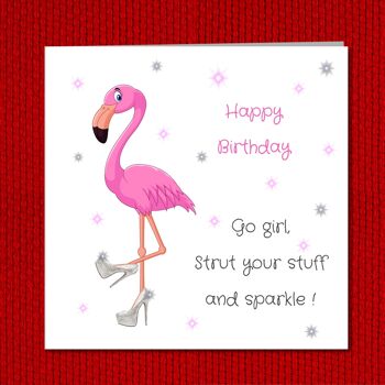 Carte d'anniversaire pour petite amie - Glamorous Flamingo Shoes 4