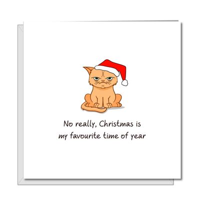Grumpy Cat Christmas Card - I Love Christmas Really