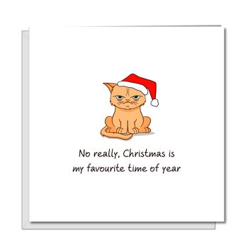 Carte de Noël Grumpy Cat - J'aime vraiment Noël 1