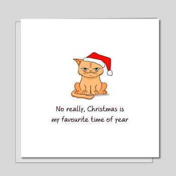 Carte de Noël Grumpy Cat - J'aime vraiment Noël 2