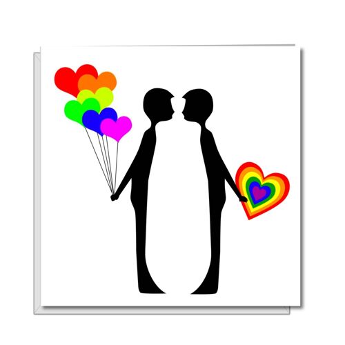 LGBT Gay Valentines / Engagement Card - Silhouette Men