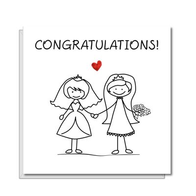 LGBT Lesbian Gay Engagement Wedding Card - Stick Brides