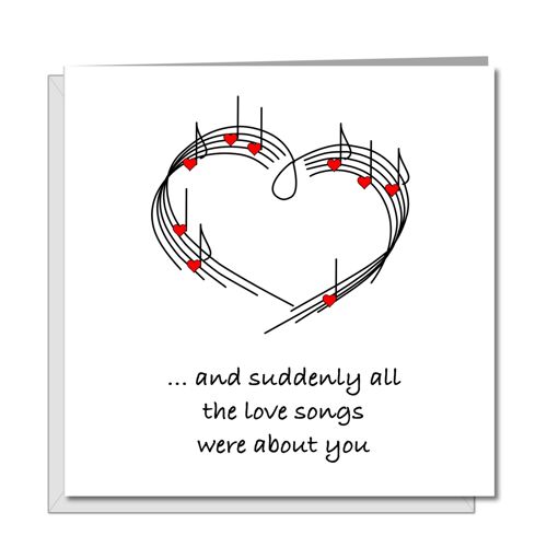 Love Song Anniversary, Birthday or Valentines Day Card