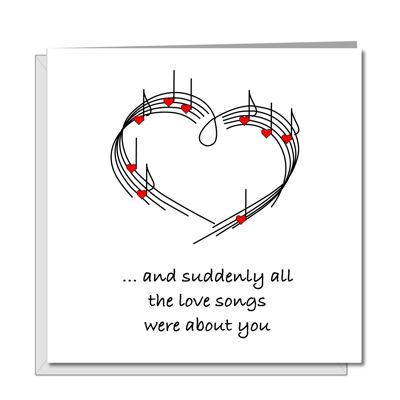 Carte d'anniversaire, d'anniversaire ou de Saint Valentin Love Song