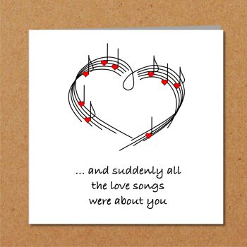 Carte d'anniversaire, d'anniversaire ou de Saint Valentin Love Song 2