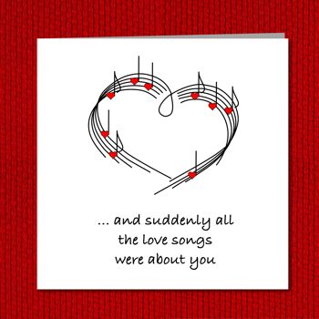 Carte d'anniversaire, d'anniversaire ou de Saint Valentin Love Song 4
