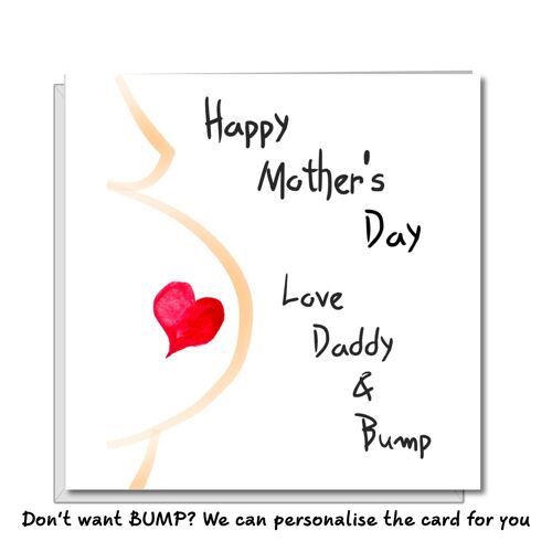 Mother's Day Card for Pregnant Expecting Wife - Tummy Heart