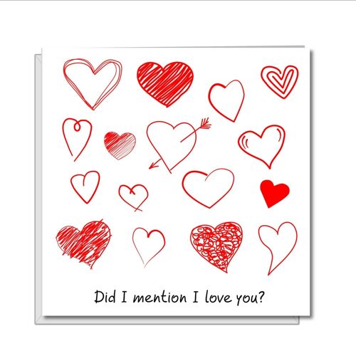 Romantic Anniversary, Valentine, Birthday Card - Drawn Heart