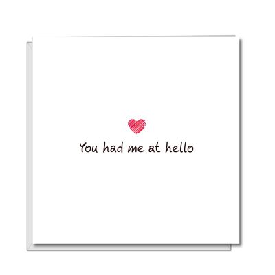 Aniversario romántico, tarjeta de San Valentín - Me tenía en Hello