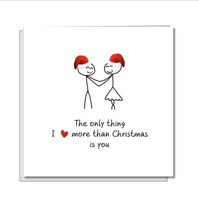 Cartolina di Natale romantica - Ti amo di più grazie a Natale