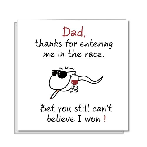 Rude Funny Father's Day Card - Won Sperm Race