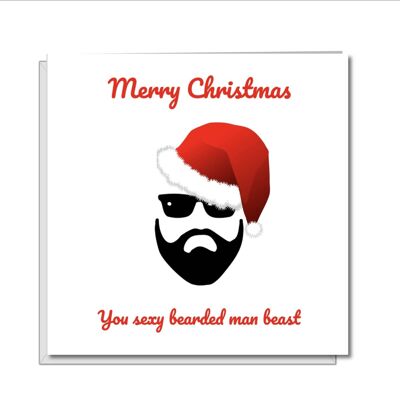 Valentines Card - Boyfriend Husband - Sexy Bearded Man Beast