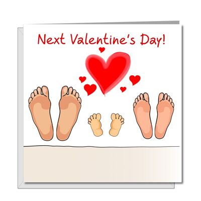 Valentines Day Card - Baby - Three Feet in Bed