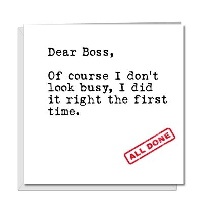 Work Job Card - Dear Boss, Right The First Time