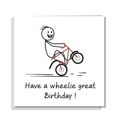 Tarjeta de cumpleaños para niños pequeños - Wheelie Great Birthday