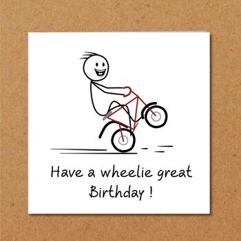 Carte d'anniversaire pour jeunes garçons - Wheelie Great Birthday 3
