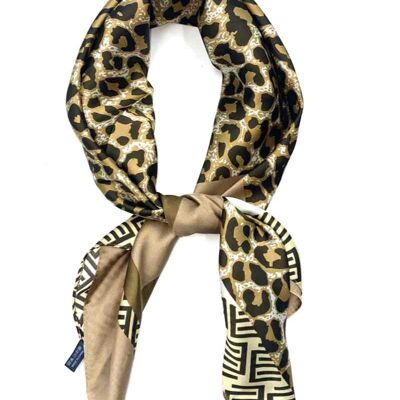 Small silk touch scarves with leopard patterns
