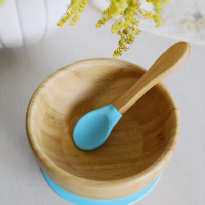 Bamboo Bowl with Matching Spoon blue