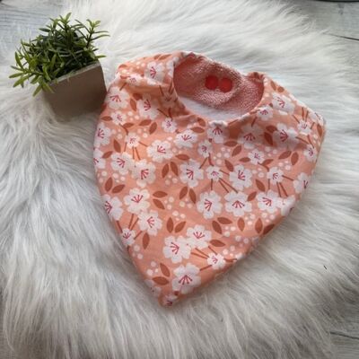 Bavoir bandana réglable imprimé fleur saumon